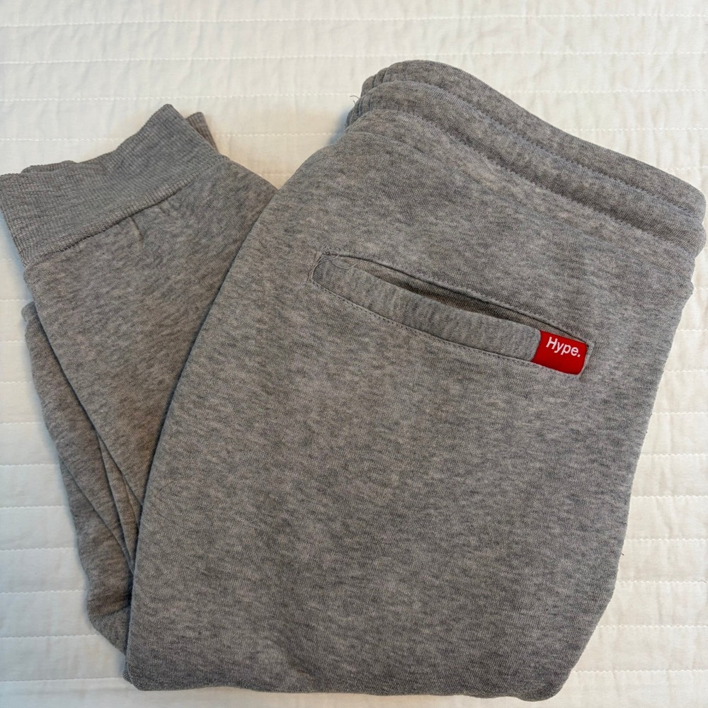 Hype Grey Cargo Fleece Elastic Waist Drawstring Joggers Sweatpants MensLarge